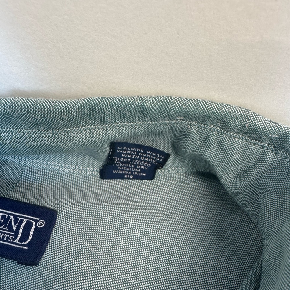 Lands' End Shirt Mens XXL Tall‎ Blue Micro Checked Long Sleeved Button-Down - Picture 6 of 8